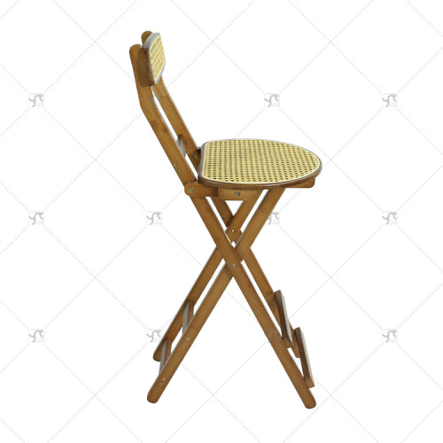 Modern Portable Foldable High Stool Luxury Contemporary Design Rattan Backrest for Home Coffee Shop Living Room Bar Cashier
