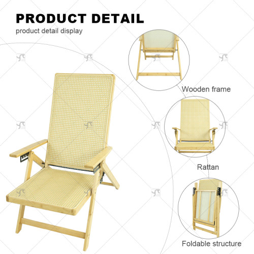 Modern Minimalist Portable Folding Lounge Chair Balcony Bamboo Rattan for Outdoor Camping Home or Lunch Break Comfortably Sit