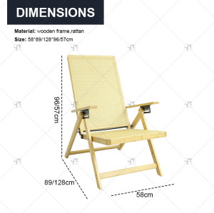 Modern Minimalist Portable Folding Lounge Chair Balcony Bamboo Rattan for Outdoor Camping Home or Lunch Break Comfortably Sit