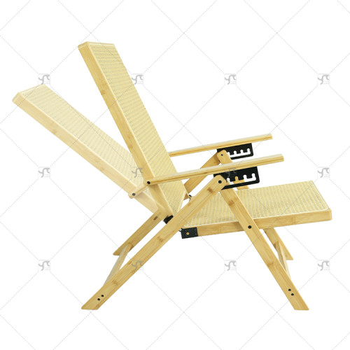 Modern Minimalist Portable Folding Lounge Chair Balcony Bamboo Rattan for Outdoor Camping Home or Lunch Break Comfortably Sit