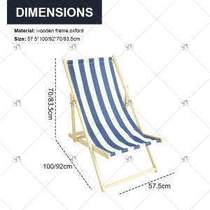 Outdoor Furniture Wooden Outdoor Lounge Chair Foldable Durable Oxford Fabric Light Weight for Balcony Garden Park or Beach
