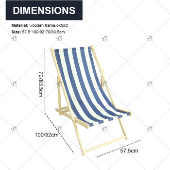 Outdoor Furniture Wooden Outdoor Lounge Chair Foldable Durable Oxford Fabric Light Weight for Balcony Garden Park or Beach