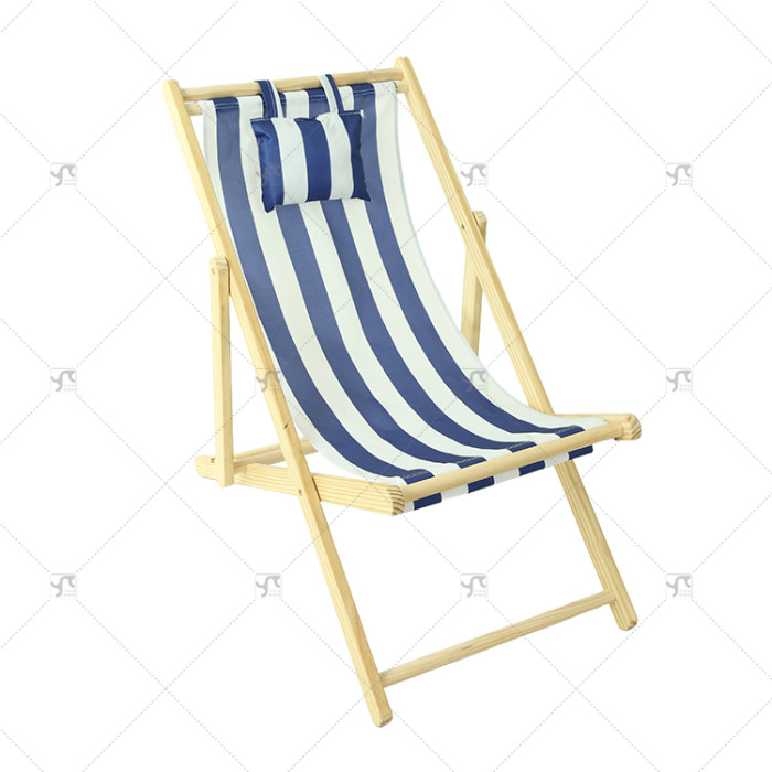 Outdoor Garden Lawn Yard Pool Party Chair with Headrest Portable Pine Wood Folding Beach Chair with Adjustable Backrest Angle