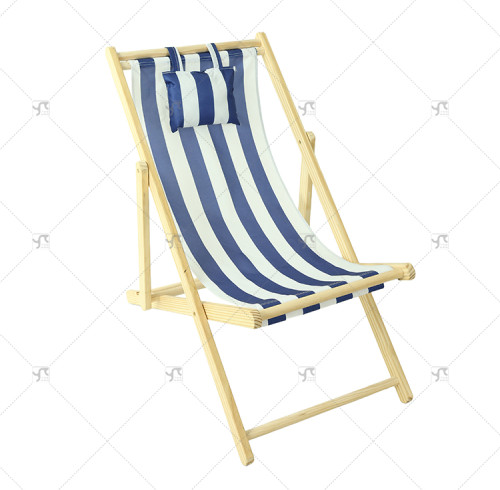 Outdoor Garden Lawn Yard Pool Party Chair with Headrest Portable Pine Wood Folding Beach Chair with Adjustable Backrest Angle
