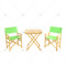 Modern Minimalist Solid Wood Green Home Garden Dining Furniture Set Outdoor Folding Wooden Dining Table and Director Chair