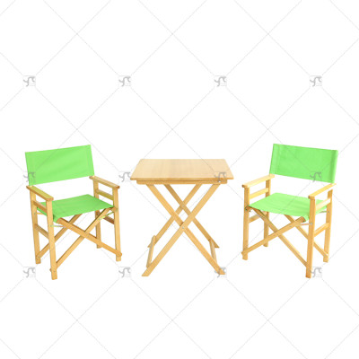 Modern Minimalist Solid Wood Green Home Garden Dining Furniture Set Outdoor Folding Wooden Dining Table and Director Chair