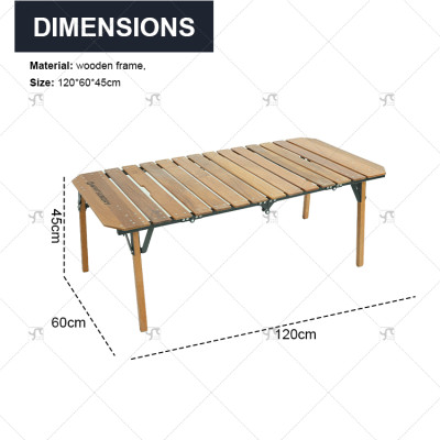 Portable Metal Folding Camping Table Lightweight Wood Panel Outdoor Furniture for Kitchen Beach Living Room Bedroom Gym Use