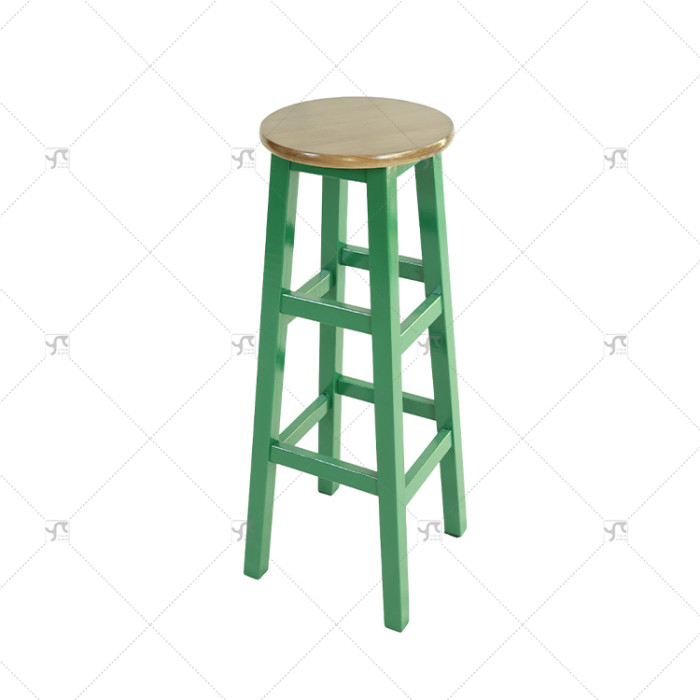 Hot Selling Solid Wooden Bar Stool with Footrest Counter Height Garden Bar Chair for Kitchen Lsland Dining Room Indoor Outdoor