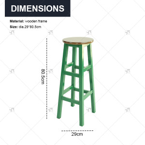 Hot Selling Solid Wooden Bar Stool with Footrest Counter Height Garden Bar Chair for Kitchen Lsland Dining Room Indoor Outdoor