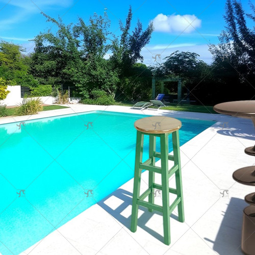 Hot Selling Solid Wooden Bar Stool with Footrest Counter Height Garden Bar Chair for Kitchen Lsland Dining Room Indoor Outdoor