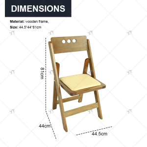 Outdoor Wooden Portable Wooden Activity Folding Chair WithLeather Pad Folding Chair for Hotels Parties Outdoor Parks Cottages