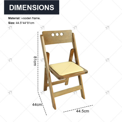 Outdoor Wooden Portable Wooden Activity Folding Chair WithLeather Pad Folding Chair for Hotels Parties Outdoor Parks Cottages