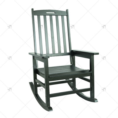 Outdoor Black Garden Leisure Rocking Chair  Pool Bench Interior Deck Patio Beach Rocking Solid Wood Patio Villa Courtyard Chair