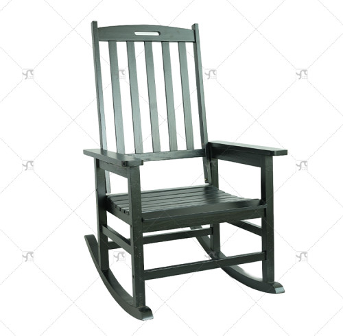 Outdoor Black Garden Leisure Rocking Chair Pool Bench Interior Deck Patio Beach Rocking Solid Wood Patio Villa Courtyard Chair