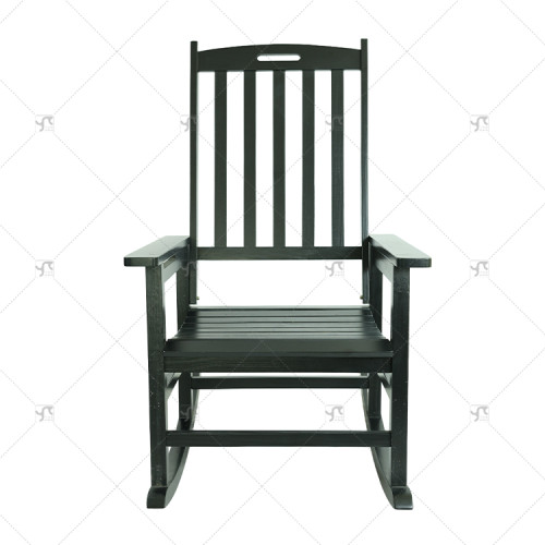 Outdoor Black Garden Leisure Rocking Chair  Pool Bench Interior Deck Patio Beach Rocking Solid Wood Patio Villa Courtyard Chair