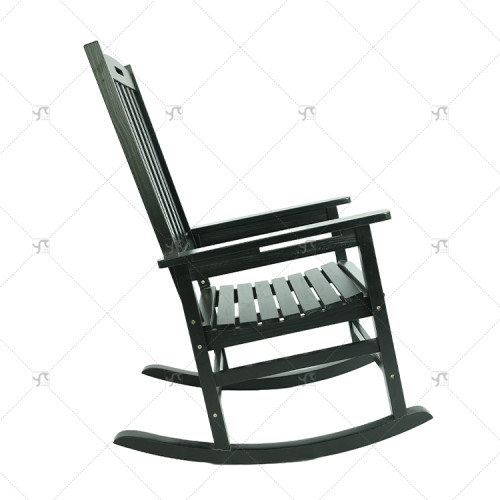 Outdoor Black Garden Leisure Rocking Chair  Pool Bench Interior Deck Patio Beach Rocking Solid Wood Patio Villa Courtyard Chair