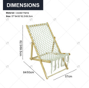 Modern Design Handwoven Rope Wooden Beach Chair - Eco-Friendly Foldable Outdoor Lounge Chair for Poolside, Garden, and Patio