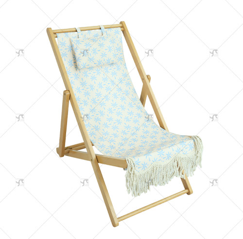 High Quality Wooden Folding with Pillow Chair Luxury Outdoor Garden Furniture Modern Portable Reclining for Beach Garden Use