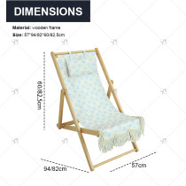 High Quality Wooden Folding with Pillow Chair Luxury Outdoor Garden Furniture Modern Portable Reclining for Beach Garden Use