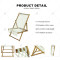 Modern Outdoor Portable Luxury Wooden Beach Patio Sling Chair with Cotton Fringes, Pool Yard Hotel Adjustable Sun Lounger