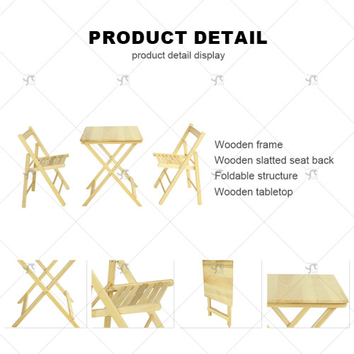 Nordic Style Wooden Folding Table and Chair Sets Good Quality for Outdoor Dining Garden Bistro Coffee Shop Hotel Villa Patio