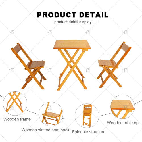 Modern Style Wooden Folding Table and Chair High Quality Folding Wooden Table Camping Portable Folding Picnic Table Walnut Color