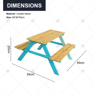Wooden Outdoor Picnic Table and Chair Combination for Kids and Garden Furniture Patio Bench Set for Playing, Relaxing or Dining