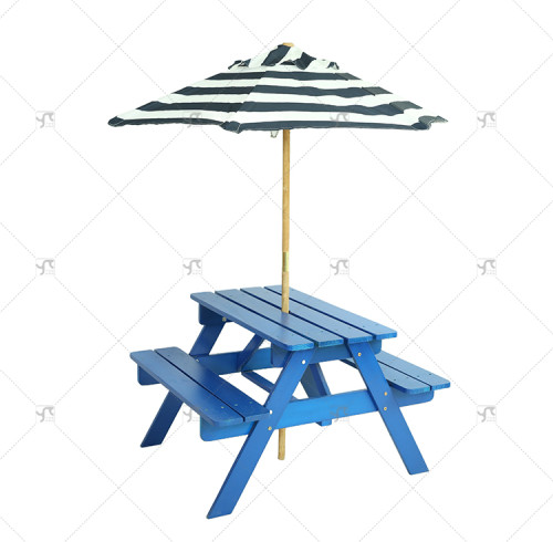 Children's Picnic Table Fir Wood Children's Table and Chair Set with Detachable Umbrella Suitable for Backyard Garden Terrace