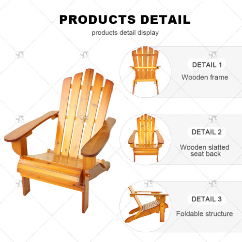 Outdoor Wooden Folding Hair with Backrest Wood Frog-Shaped Folding Table Set for Courtyard Villa Swimming Pool Sun Loungers