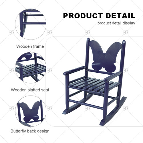 Popular Natural Wooden butterfly Back Design Children's Rocking Chair Suitable for Courtyard Gardens Park Balconies Terraces
