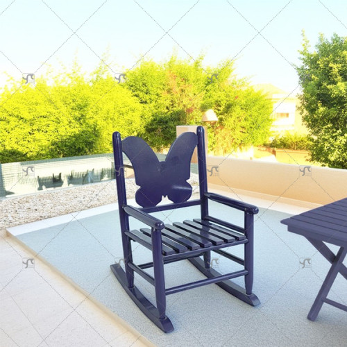 Popular Natural Wooden butterfly Back Design Children's Rocking Chair Suitable for Courtyard Gardens Park Balconies Terraces