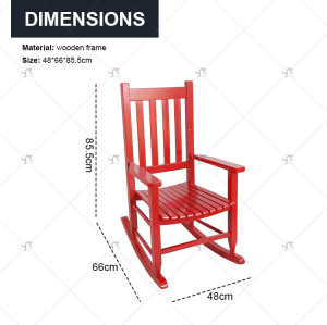 Outdoor Vibrant Red Children's Leisure Wooden Rocking Chair  Suitable for Outdoor Gardens Hotels Garden and Park Leisure Styles