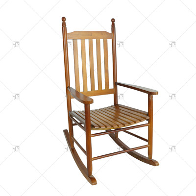 Solid Wooden Rocking Chair with Natural Finish and Ergonomic Support Ideal for Porches Balconies Living Rooms or Reading Nooks