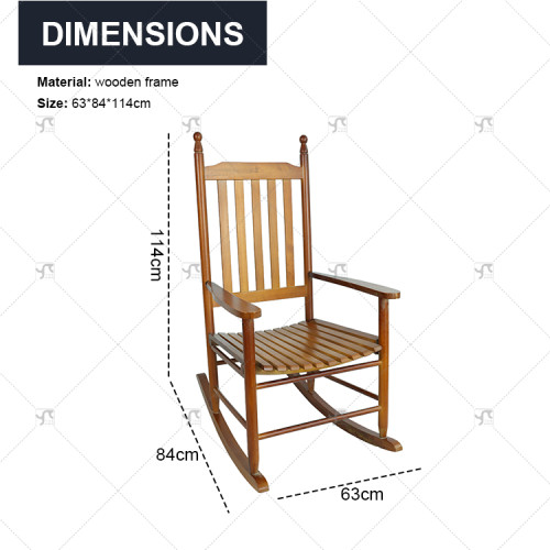 Solid Wooden Rocking Chair with Natural Finish and Ergonomic Support Ideal for Porches Balconies Living Rooms or Reading Nooks