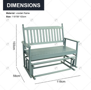 Modern Style Professional 2-Person Wood Bench Porch Lawn Balcony Backyard Simple Exterior Style Terrace Outdoor Rocking Chair