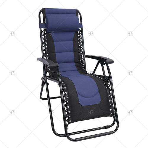 Padded Zero Gravity Lounge Chair Folding Patio Recliner with Adjustable Headrest and Cup Holder Garden Chair for Relax Blue