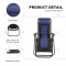Padded Zero Gravity Lounge Chair Folding Patio Recliner with Adjustable Headrest and Cup Holder Garden Chair for Relax Blue
