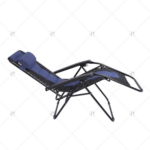 Padded Zero Gravity Lounge Chair Folding Patio Recliner with Adjustable Headrest and Cup Holder Garden Chair for Relax Blue
