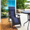 Padded Zero Gravity Lounge Chair Folding Patio Recliner with Adjustable Headrest and Cup Holder Garden Chair for Relax Blue