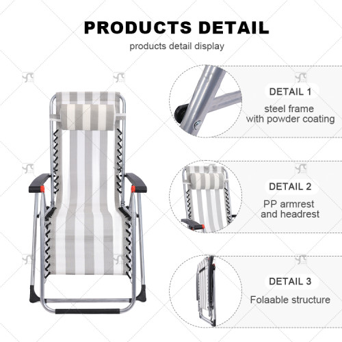 Sun Lounger Desgin Outdoor Adjustable Folding Zero Gravity Recliner Lounge Hiking Camping Beach Sun Tanning Chair