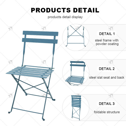 Outdoor Durable Steel Folding Bistro Chair for Dining Outdoor Living Room or Park Use for Wedding Events Party Banquets Hotels