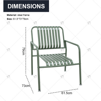 Modern Design Outdoor Steel Plate Table and Metal Outdoor Stool Set Square 2 -Person Steel Slat Seat and Back Chair Set of 3