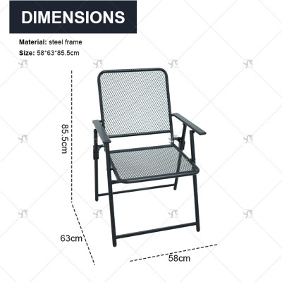 Folding Outdoor Patio Bistro Sets of 3 Stackable Portable for Deck, Garden, Camping and Travel Metal Mesh Powder Coated Lron Net