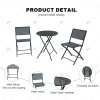 Patio Balcony 3-Piece Patio Bistro Set Folding Table and Chair Garden, Camping and Travel Metal Mesh Powder Coated Lron Net