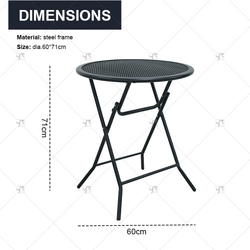 Patio Balcony 3-Piece Patio Bistro Set Folding Table and Chair Garden, Camping and Travel Metal Mesh Powder Coated Lron Net