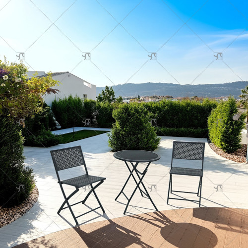 Patio Balcony 3-Piece Patio Bistro Set Folding Table and Chair Garden, Camping and Travel Metal Mesh Powder Coated Lron Net