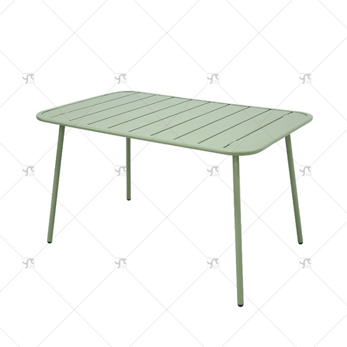 Outdoor Steel Tables Restaurant Metal Rectangle Coffee Table Aluminum Dining Chairs for Coffee Shop Steel Slat Arden Steel Table