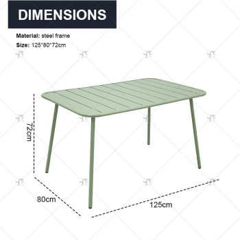 Outdoor Steel Tables Restaurant Metal Rectangle Coffee Table Aluminum Dining Chairs for Coffee Shop Steel Slat Arden Steel Table