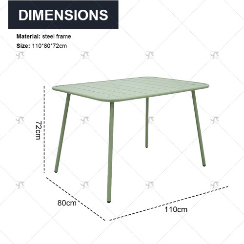 Outdoor Steel Tables Restaurant Metal Rectangle Coffee Table Aluminum Dining Chairs for Coffee Shop Steel Slat Arden Steel Table