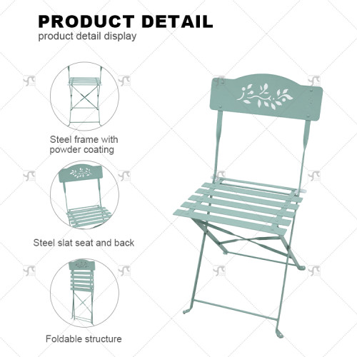 Outdoor Durable Steel Folding Bistro Chair for Dining Outdoor Living Room or Park Use for Wedding Events Partylron Folding Chair